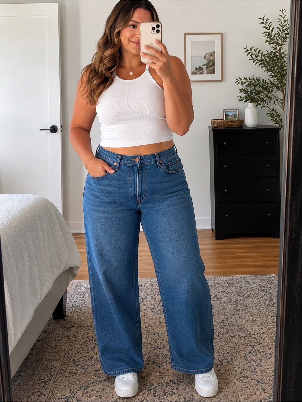 Universal Thread Relaxed Wide Leg Jeans Women’s Size 16 Blue High Rise Denim